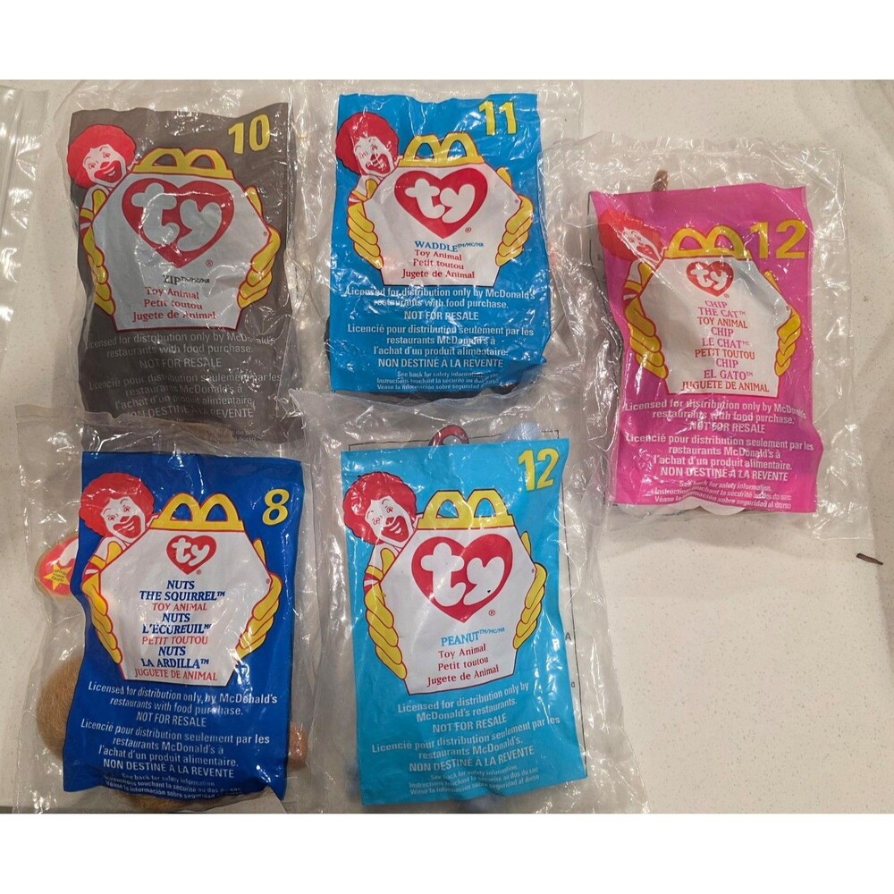 VINTAGE TY McDonald's Teenie Beenie Babies Mini Plush Toy Sealed Lot